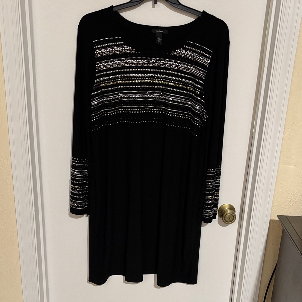 Alfani Black Dress with Silver Accents